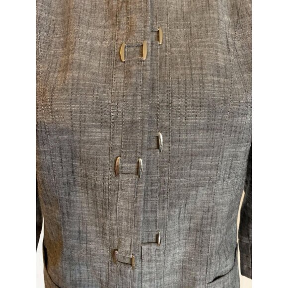 👗 2/$30 👗 Christopher and Banks Gray Linen Blazer Medium with Silver Clasps - Picture 3 of 5